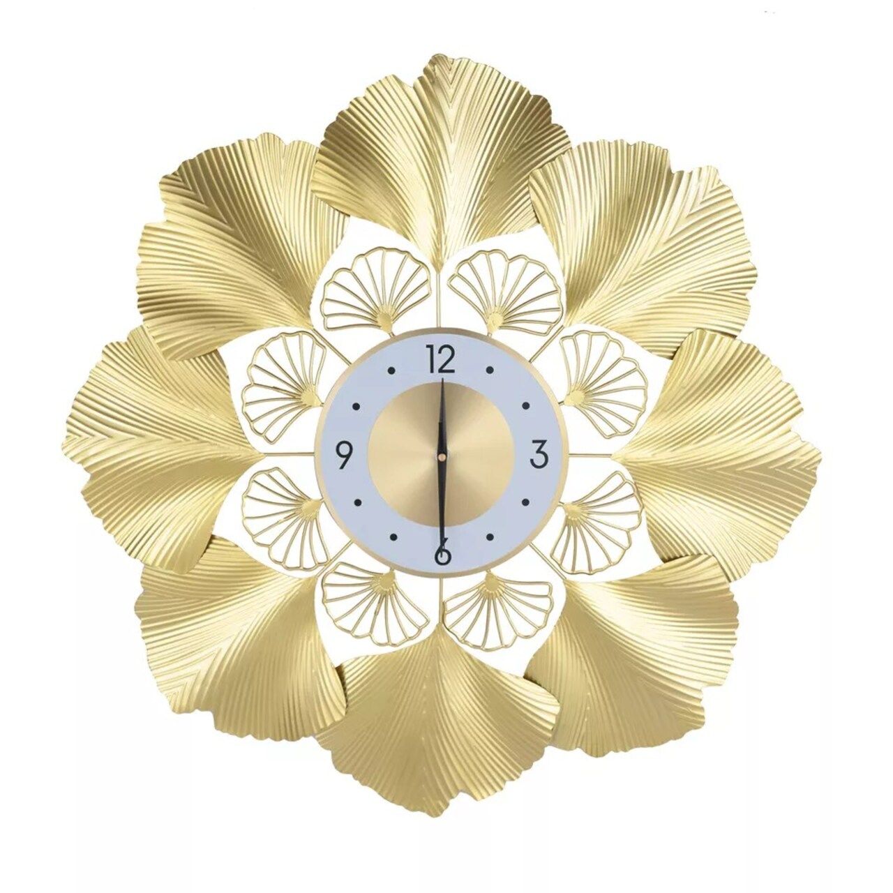 70cm 3D Creative Elegant Round Ginkgo Biloba Wall Clock Living Room Home Decor